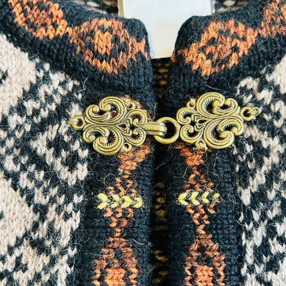 Susan Bristol 100% Wool Nordic Fair Isle Cardigan Sweater (size XL) - Picture 3 of 10